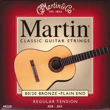 M220 Classical Guitar String Set (regular tension, plain end) . Martin