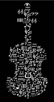 100382_M Musical Symbols Violin T-Shirt (black,medium) . Music Treasures