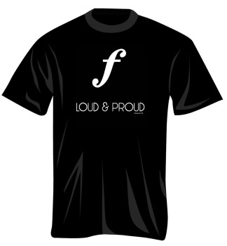 100318_M Loud and Proud T-Shirt (black/white, medium) . Music Treasures