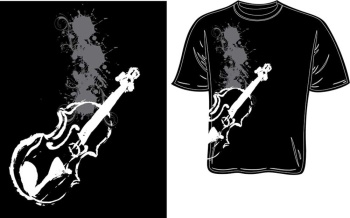 100359L Violin Image T-Shirt (black, large) . Music Treasures