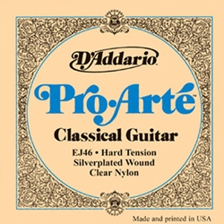 EJ46 Pro Arte Classical Guitar Strings (silverplated wound, clear nylon, hard) . D'Addario
