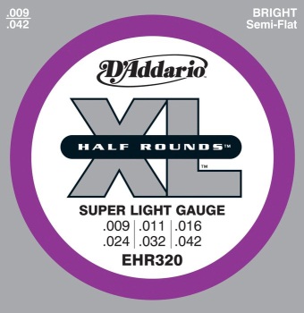 EHR320 Half Rounds Guitar Strings (semi-flat, super light) . D'Addario